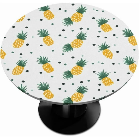 Round Fitted Tablecloth with Elastic Edge Cherries Theme Table Cloth for 36"-42" Round Tables Washable Table Covers for Dinning Party Picnic Camping