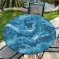 thumbnail image 1 of Round Fitted Tablecloth with Elastic Edge Design Table Cover Waterproof Stain-Resistant Wipeable Table Cloth Best for 38"-42" Round Tables Blue, 1 of 4