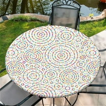 Round Fitted Tablecloth with Elastic Edge Design Table Cover Waterproof Stain-Resistant Wipeable Table Cloth Best for 38"-42" Round Tables Circular