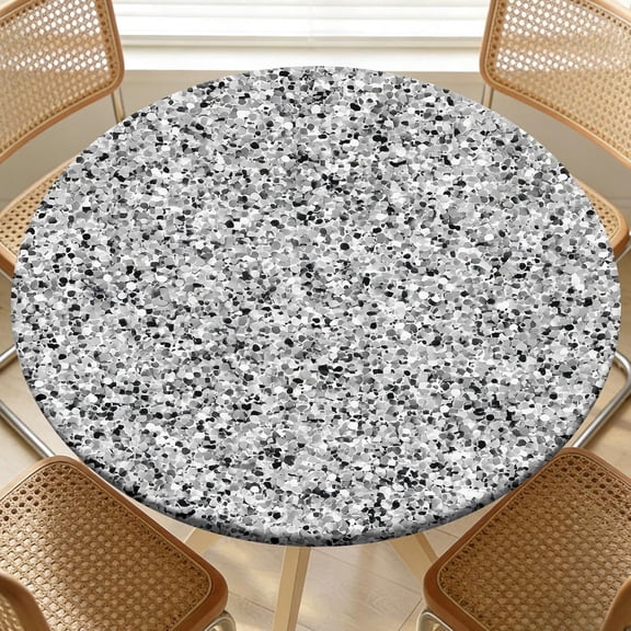 Round Fitted Tablecloth with Elastic Edge Design Table Cover Waterproof Stain-Resistant Wipeable Table Cloth Best for 46"-50" Round Tables Gray