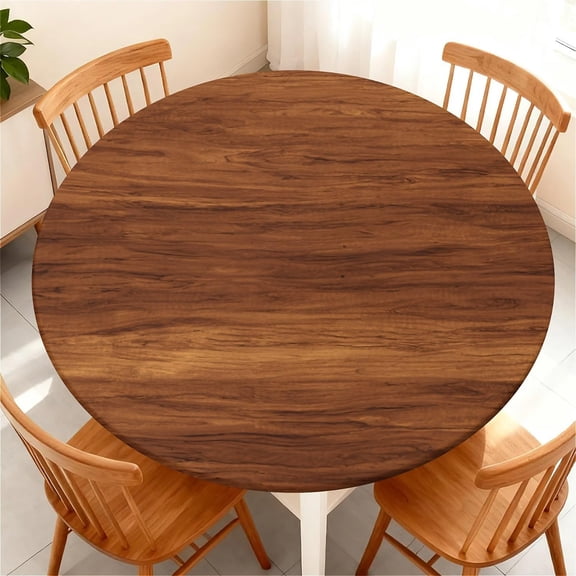 Round Fitted Tablecloth with Elastic Edge Design Table Cover Waterproof Stain-Resistant Wipeable Table Cloth Best for Round Tables Pattern