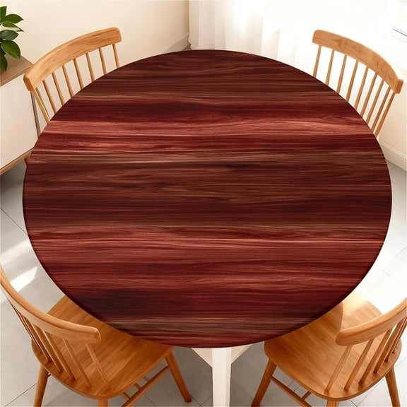 Round Fitted Tablecloth with Elastic Edge Design Table Cover Waterproof Stain-Resistant Wipeable Table Cloth Best for Round Tables Pattern
