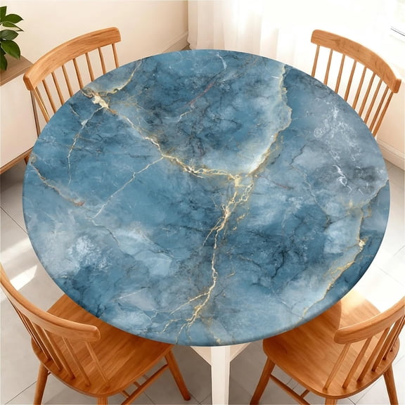Round Fitted Tablecloth with Elastic Edge Design Table Cover Waterproof Stain-Resistant Wipeable Table Cloth Best for Round Tables Pattern
