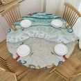 thumbnail image 1 of Round Fitted Tablecloth with Elastic Ocean Teal Tablecloths Washable Summer Table Cover, 1 of 8