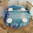 thumbnail image 1 of Round Fitted Tablecloth with Elastic Violets by The Lake Outdoor Tablecloth Round Table Cover Waterproof, 1 of 8
