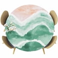 thumbnail image 1 of Round Fitted Tablecloths with Elastic Edge Abstract Green Ombre Ocean Wave Oil-Proof Waterproof Wipeable Table Cover for Kitchen Dining Party Decor Boho Marine Coastal Hawaii Table Clothes,45" - 54", 1 of 9