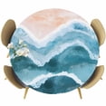 thumbnail image 1 of Round Fitted Tablecloths with Elastic Edge Boho Gradient Ocean Sea Wave Oil-Proof Waterproof Wipeable Table Cover for Kitchen Dining Party Decor Seaside Coastal Scene Hawaii Table Clothes,45" - 54", 1 of 9