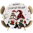 thumbnail image 1 of Round Fitted Tablecloths with Elastic Edge Christmas Trees Cute Gnomes Oil-Proof Waterproof Wipeable Table Cover for Kitchen Dining Party Decor Winter Pink Snowflakes Table Clothes,45" - 54", 1 of 9