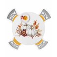 thumbnail image 1 of Round Fitted Tablecloths with Elastic Edge Fall Thanksgiving Pumpkin Flower Oil-Proof Waterproof Wipeable Table Cover for Kitchen Dining Party Decor Maple Leaves on White Table Clothes,36" - 44", 1 of 6