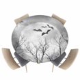 thumbnail image 1 of Round Fitted Tablecloths with Elastic Edge Halloween Full Moon Night Oil-Proof Waterproof Wipeable Table Cover for Kitchen Dining Party Decor Bat Bare Tree Gray Table Clothes,55" - 60", 1 of 7