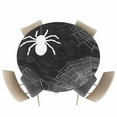 thumbnail image 1 of Round Fitted Tablecloths with Elastic Edge Halloween Spiders Spiderweb Texture Oil-Proof Waterproof Wipeable Table Cover for Kitchen Dining Party Decor Black White Table Clothes,36" - 44", 1 of 7
