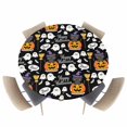 thumbnail image 1 of Round Fitted Tablecloths with Elastic Edge Halloween Witch Hat Cat Oil-Proof Waterproof Wipeable Table Cover for Kitchen Dining Party Decor Pumpkin Ghost on Black Table Clothes,36" - 44", 1 of 7
