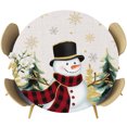 thumbnail image 1 of Round Fitted Tablecloths with Elastic Edge Snowman Christmas Tree Oil-Proof Waterproof Wipeable Table Cover for Kitchen Dining Party Decor Winter Snowflake Table Clothes,36" - 44", 1 of 9