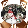 thumbnail image 1 of Round Fitted Tablecloths with Elastic Edge Eucalyptus Leaves on Black Waterproof Table Cover for Kitchen Dining Party Decor,45" - 54", 1 of 9