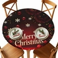 thumbnail image 1 of Round Fitted Tablecloths with Elastic Edge Merry Christmas Words Waterproof Table Cover for Kitchen Dining Party Decor,55" - 60", 1 of 9