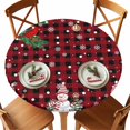 thumbnail image 1 of Round Fitted Tablecloths with Elastic Edge Snowman Xmas Ball Pine Tree Bird Waterproof Table Cover for Kitchen Dining Party Decor,55" - 60", 1 of 9
