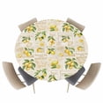 thumbnail image 1 of Round Fitted Tablecloths with Elastic Edge Summer Lemon Flower Waterproof Table Cover for Kitchen Dining Party Decor,55" - 60", 1 of 6