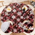 thumbnail image 1 of Round Fitted Vinyl Christmas Tablecloth with Elastic Edged & Flannel Backing, Waterproof Wipeable Round Table Cover for Indoor Patio Use - Fits Tables up to 36"-44" Diameter(Snowflake), 1 of 6