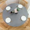 thumbnail image 1 of Round Fitted Vinyl Tablecloth with Elastic Edge 100% Waterproof Oil Proof PVC Table Cloth Wipe Clean Table Cover for Indoor and Outdoor, Flower Grey, 45"- 52", 1 of 6