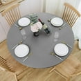 thumbnail image 1 of Round Fitted Vinyl Tablecloth with Elastic Edge 100% Waterproof Oil Proof PVC Table Cloth Wipe Clean Table Cover for Indoor and Outdoor, Grey, 36"- 44", 1 of 6
