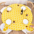 thumbnail image 1 of Round Fitted Vinyl Tablecloth with Elastic Edged & Flannel Backing, Waterproof, Round Table Cover for Indoor Outdoor Patio Use - Fits Tables up to 40" - 44" Diameter(Yellow Moroccan), 1 of 4