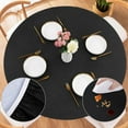 thumbnail image 1 of Round Fitted Vinyl Tablecloth with Elastic Edged & Flannel Backing, Waterproof Wipeable Round Table Cover for Indoor Patio Use - Fits Tables up to 36"-44" Diameter(Black), 1 of 6