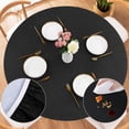 thumbnail image 1 of Round Fitted Vinyl Tablecloth with Elastic Edged & Flannel Backing, Waterproof Wipeable Round Table Cover for Indoor Patio Use - Fits Tables up to 40"-44" Diameter(Black), 1 of 4
