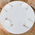 thumbnail image 1 of Round Fitted Vinyl Tablecloth Waterproof Elastic Edged Table Cloth -Pure White -Plastic Table Covers for Indoor & Outdoor Fits 45"-52" Round Table, 1 of 6
