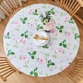 thumbnail image 1 of Round Fitted Vinyl Tablecloth with Flannel Backing, Elastic Edge Waterproof Table Cloth Plastic Table Cover for Indoor & Outdoor, 1 of 6
