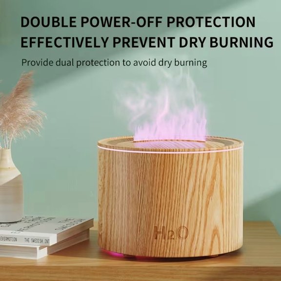 Round Flame Essential Oil Diffuser - Automatic Aromatherapy Humidifier for Home, Bedroom & Hotel - Extra Large Capacity