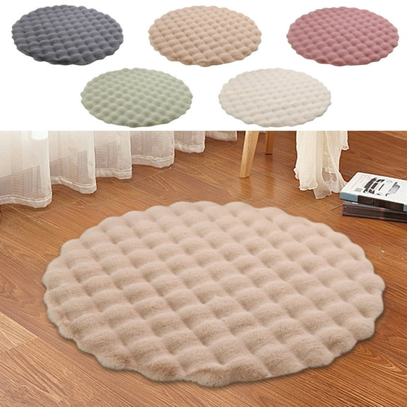 Round Flannel Absorbent Floor Mat with Non-Slip Backing, Washable Soft Thick Cushion Rug for Living Room Sofa or Coffee Table Area (20 in)