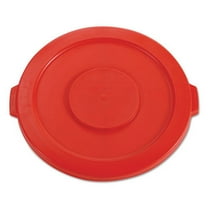 Round Flat Top Lid, For 32 Gal Round Brute Containers, 22.25" Diameter, Red | Bundle of 10 Each