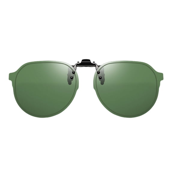 Round Flip Up Polarized Clip On Sunglasses UV400 Anti-Glare TAC Reversible Clip Shades Lightweight Scratch Resistant Lens For Prescription Eyeglasses Myopia Glasses(Green-14.5cm)