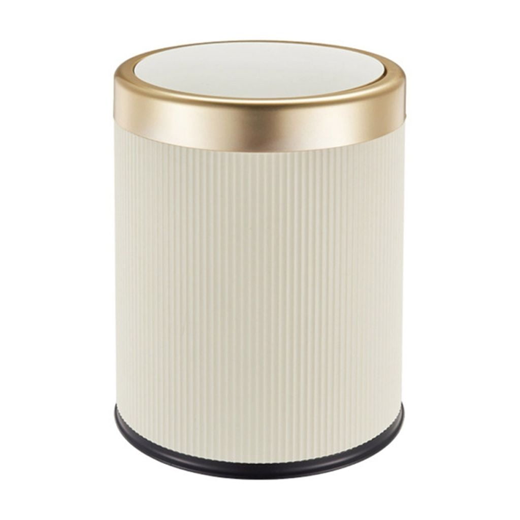 Round Flips Top Waste Bin Container Fashion Wastbasket Trash Can for Home Office