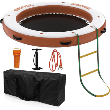 Round Floating Ring Inflatable Water Hammock  Heavy Duty River Floats Lake Raft with for Tanning Pool Lounger Float Island Platform Pad Mat for Party