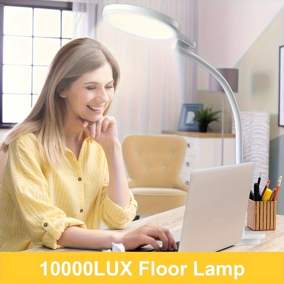 Round Floor Lamp, 1000LUMEN UV-Free Lighting, Indoor Sunlight-Simulating Lamp with Remote and Touch Control, Adjustable Gooseneck for Reading/Office/Home Eye Protection Light