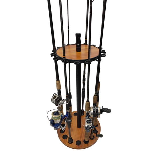 Round Floor Rack for Fishing Rods and Reels, Holds up to 15 Rod and Reel Combos