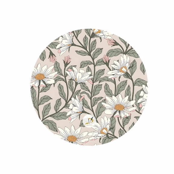 Round Floral Daisy Mouse Pad 7.87 inch Rubber Desk Accessory for Office Home Use