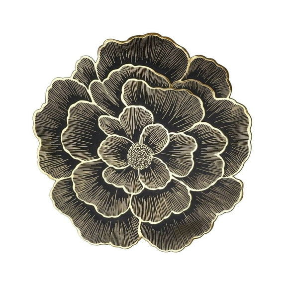 Round Floral Placemats Rose-Shaped Placemats 15" Metallic Place Mats Waterproof Non-Slip Kitchen Table Mats for Home Dining Wedding Party Decorations, Washable and Wipeable