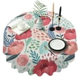 thumbnail image 1 of Round Floral Rose Tablecloth -Linen Fabric Table Cloth - Washable Reusable Table Cover with Dust-Proof Wrinkle Resistant for Restaurant, Picnic, Indoor and Outdoor Dining 60 Inch X 60 Inch, 1 of 7