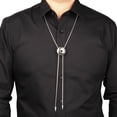 thumbnail image 1 of Round Flower Bolas Tie Western Cowboy Bolo Tie Necktie Metal Pendant Necklace Silver Jewelry Gift for Women Man, 1 of 8