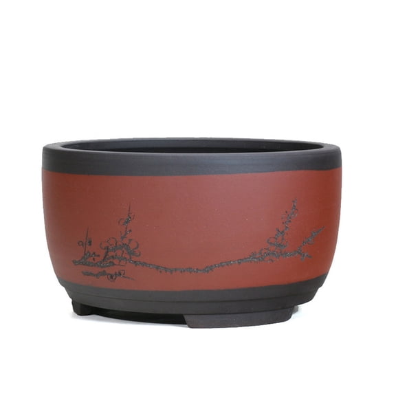 Round Flower Pot, Chinese Ceramic Planter with Drainage Hole Bonsai for Indoor Decorative Plant Potted Plant Plant Container for Home Balcony Garden Decoration