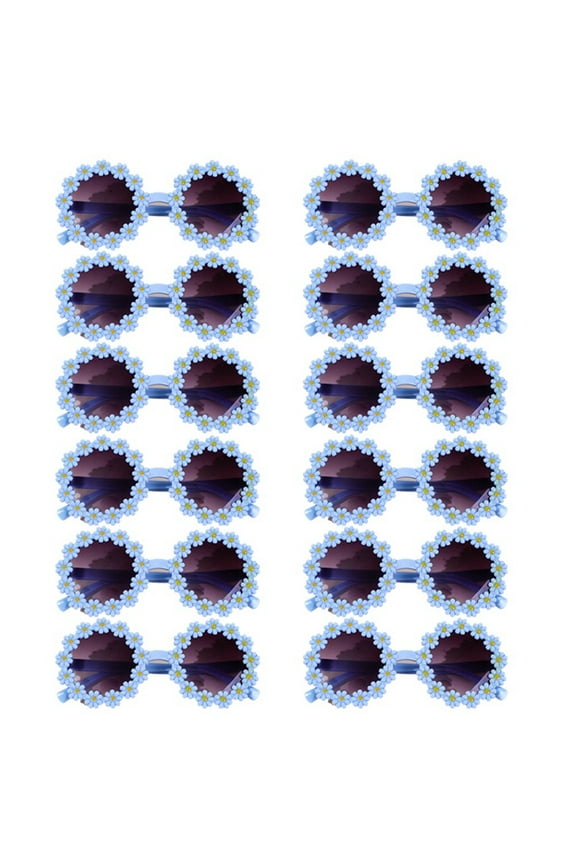 Round Flower Sunglasses Kids Daisy Sunglasses Outdoor Sun Protection Glasses Beach Birthday Gift Blue