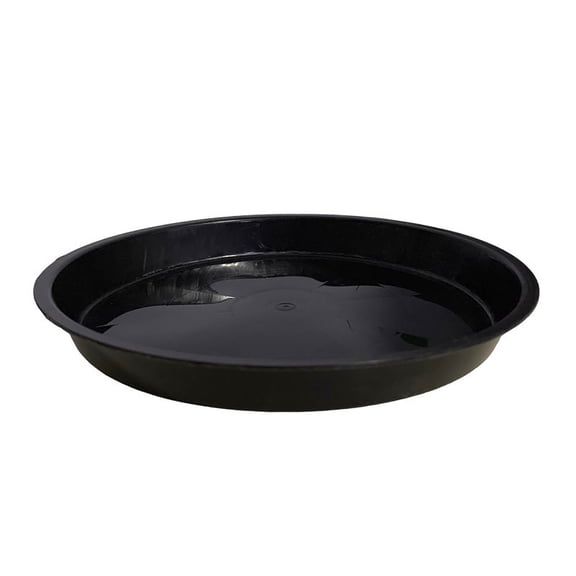 Round Flowerpot Base Tray, , Flat Rim, Water Catcher for Succulents Planter, Black, 32x32x3.3cm