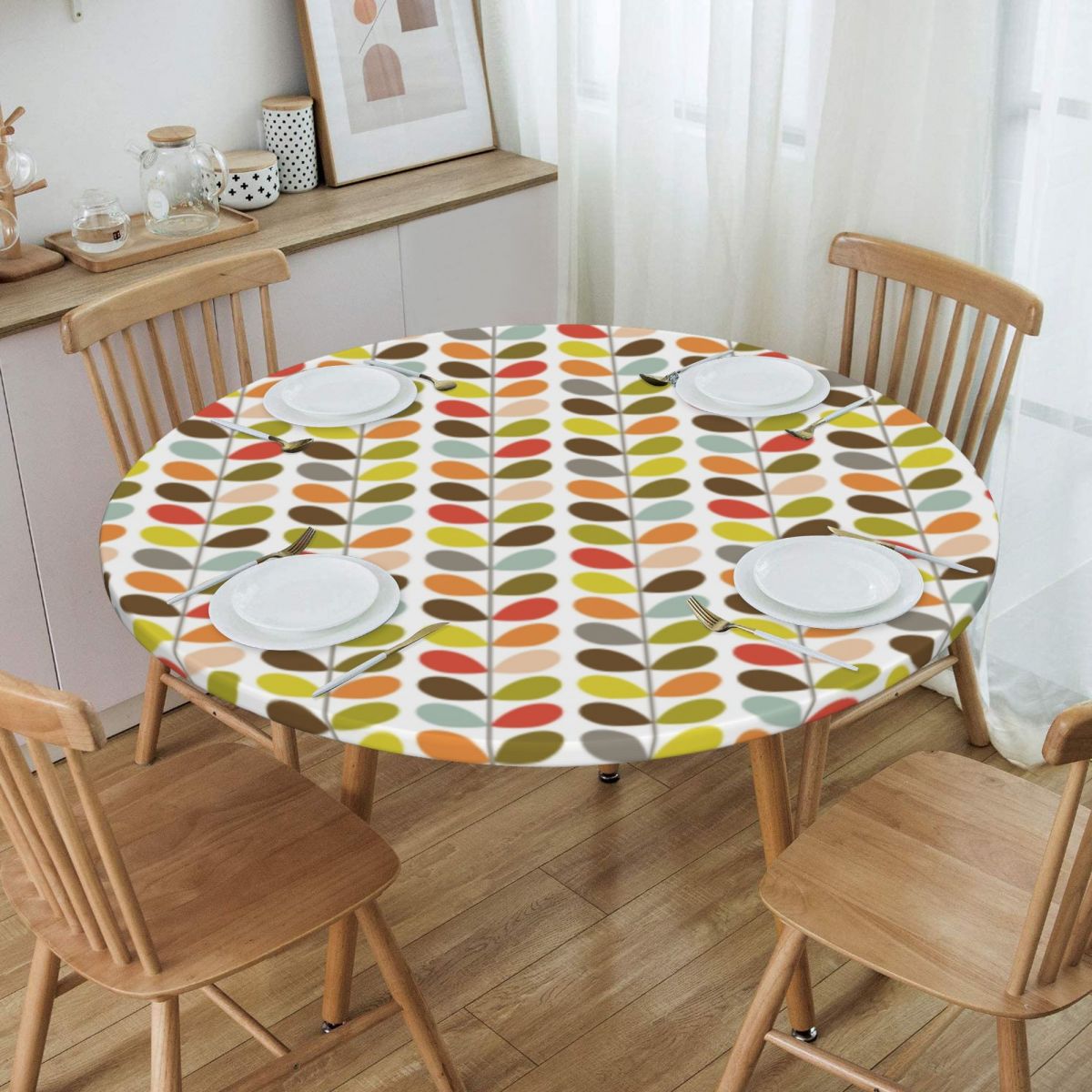Round Flowers Orla Kiely Vintage Table Cloth Waterproof TableclothTable