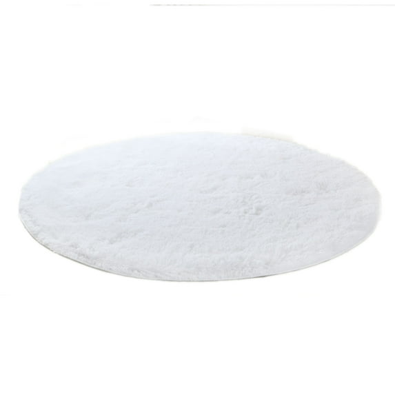 Round Fluffy Soft Area Rugs, Plush Carpet Circle Nursery Rug for Living Room Home Decor Circular Carpet, 72.05x72.05 inches, White