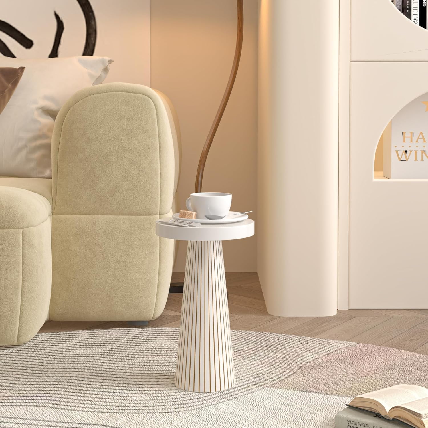Round Fluted Accent Pedestal Side End Drink Small Accent for Living ...
