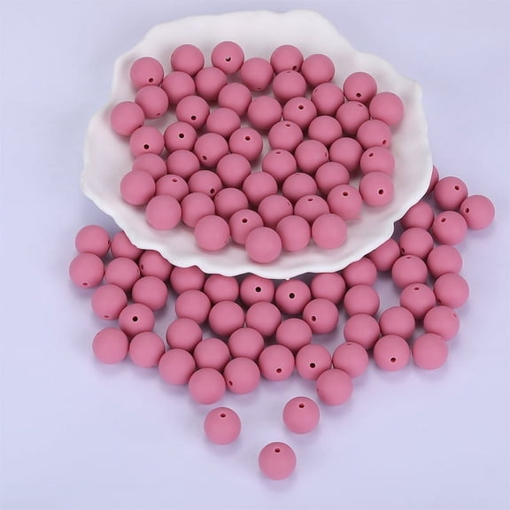 Round Focal Beads Old Rose 15mm Hole: 2mm