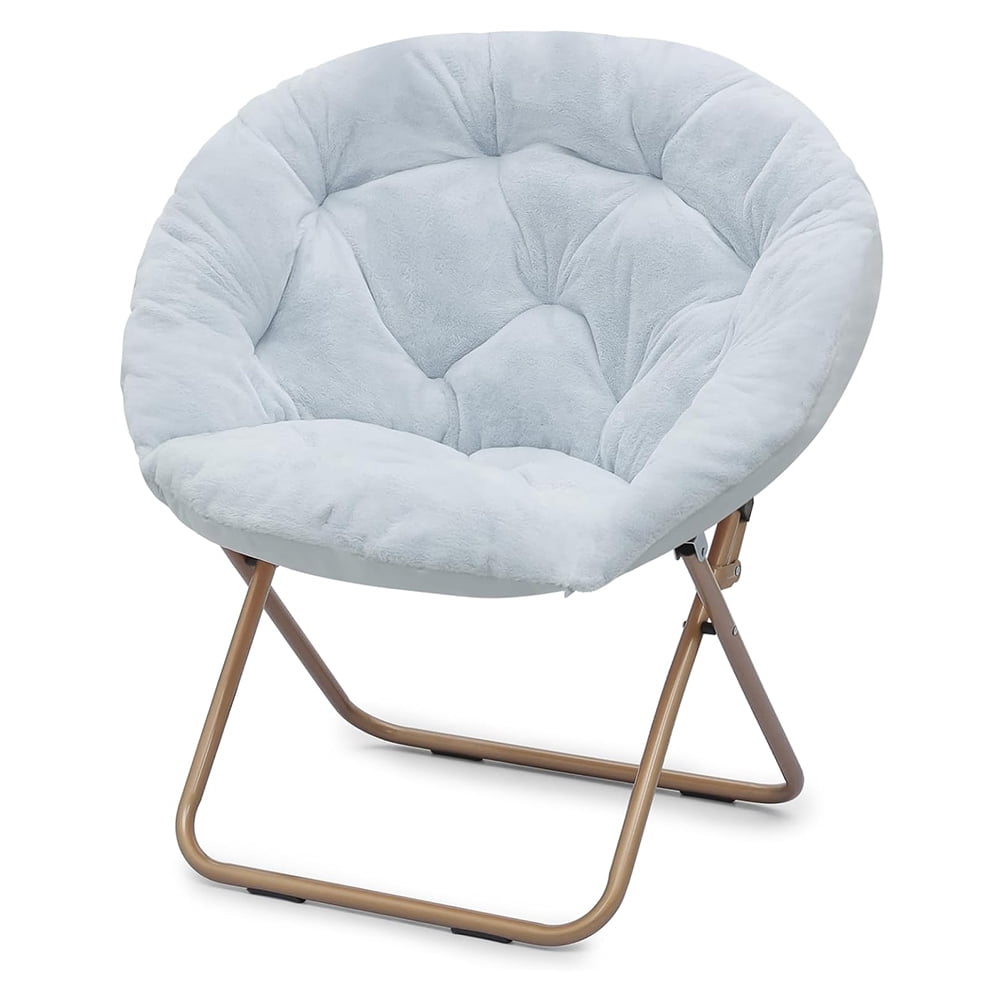 Round Foldable Oversized Moon Saucer Chair for Adults Large Cozy Chair for Bedroom, Living Room, Indoor, Blue