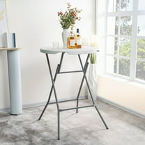 Round Folding Bar Cocktail Tables for Parties Height Folding Resin Table Round Cocktail Table Highboy Top Table, Dining Room, by Naomi Home - White